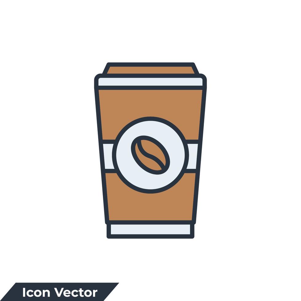 ilustração em vetor café ícone logotipo. copo descartável com steas de gostosura saindo, fazendo modelo de símbolo de café para coleção de design gráfico e web