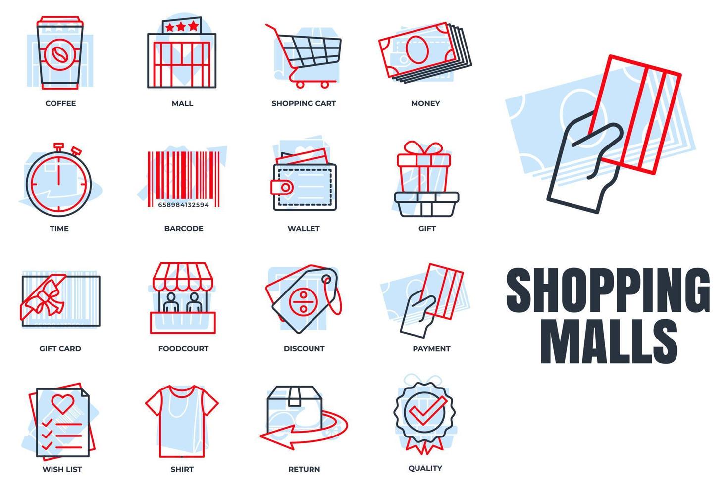 conjunto de ilustração em vetor logotipo ícone shoppings. modelo de símbolo de pacote de supermercado online para coleção de design gráfico e web