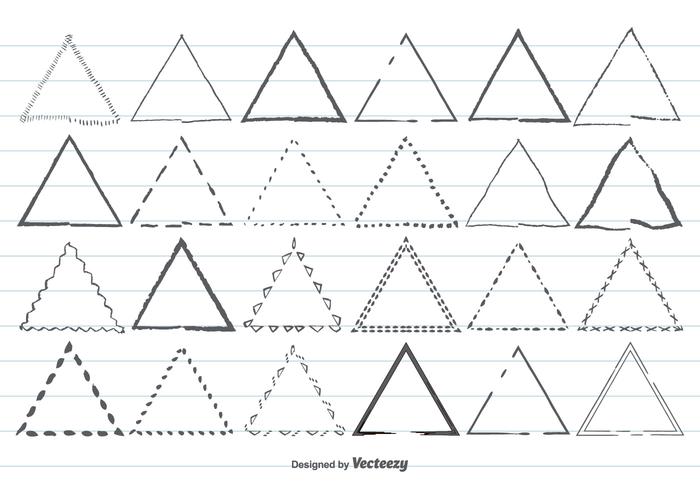 Conjunto de formas triangulares desenhadas à mão vetor