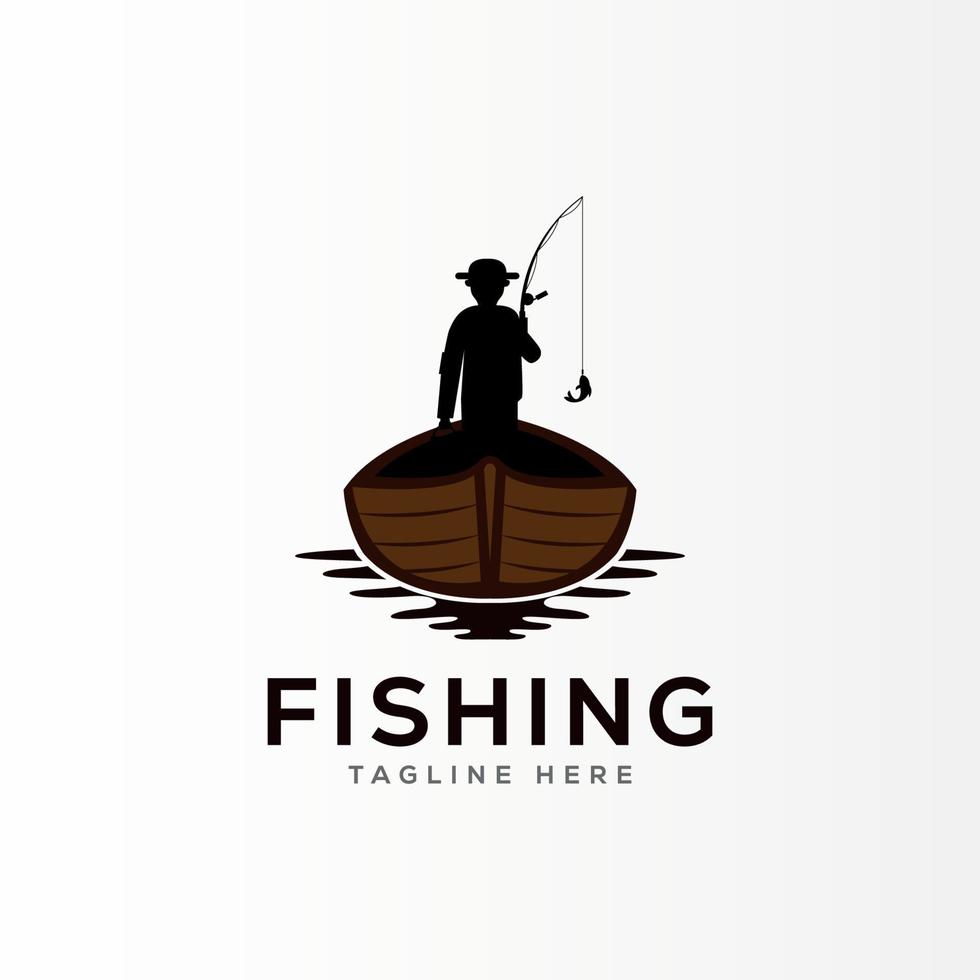 logotipo de pesca para pescador vetor