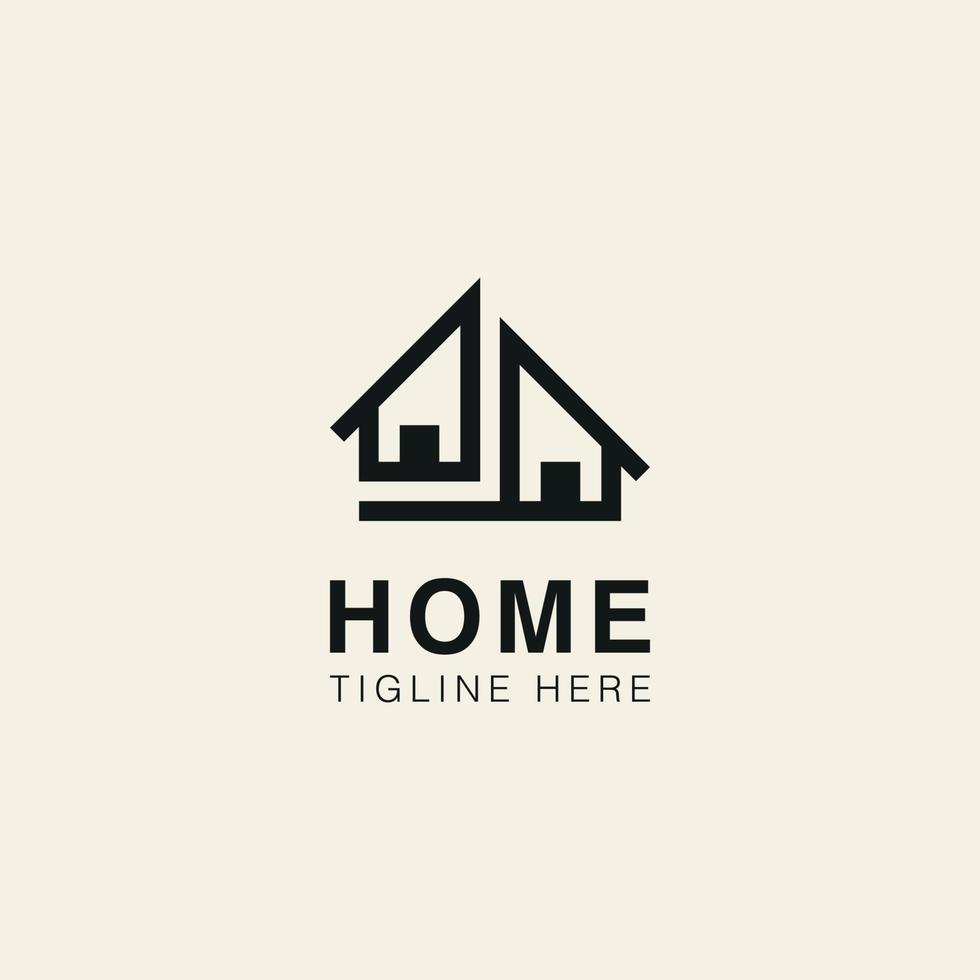 logotipo de construção de casa em estilo de arte de linha vetor