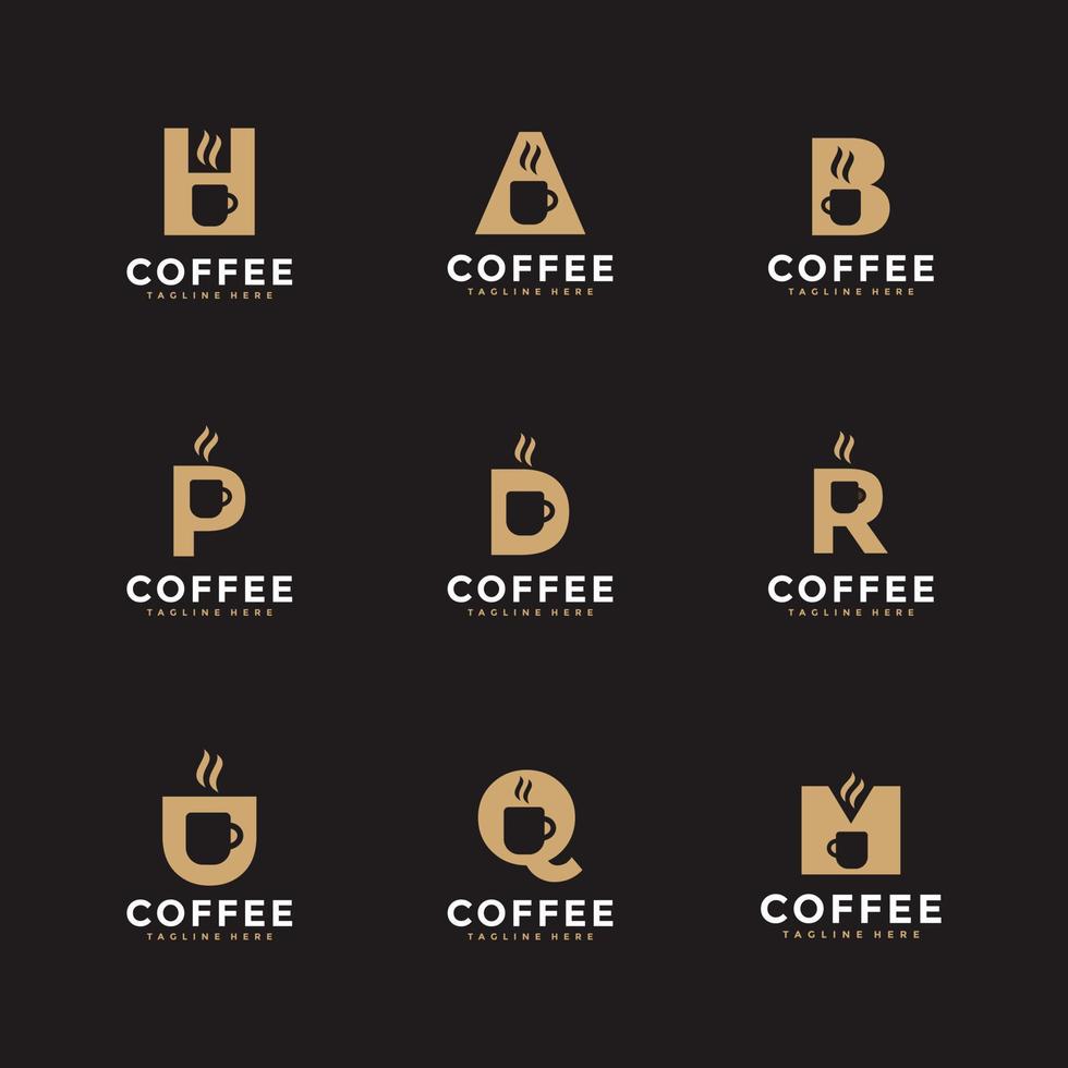 logotipo de pacote de xícara de café de letra inicial vetor