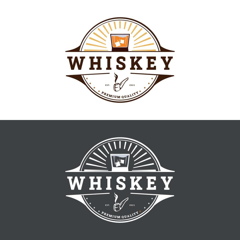 design de logotipo de uísque. modelo de design de bebidas para restaurantes, bares, pubs e empresas. vetor