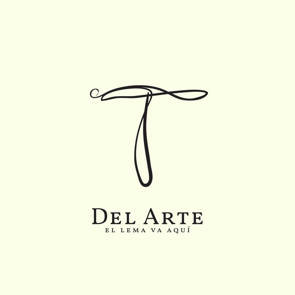 letra t linha dinâmica minimalista design de vetor de logotipo de arte vintage