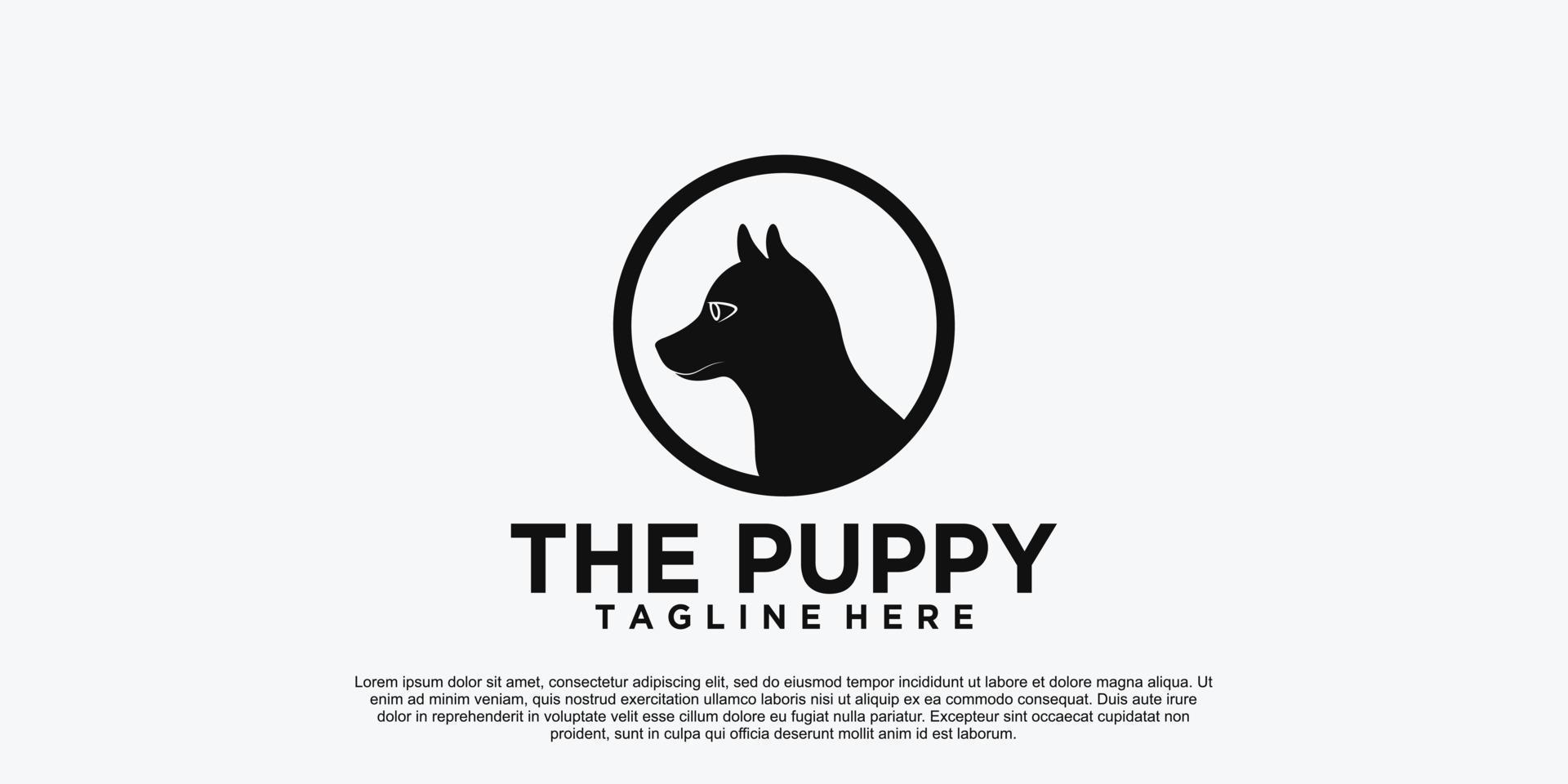o design do logotipo do filhote de cachorro vetor premium exclusivo