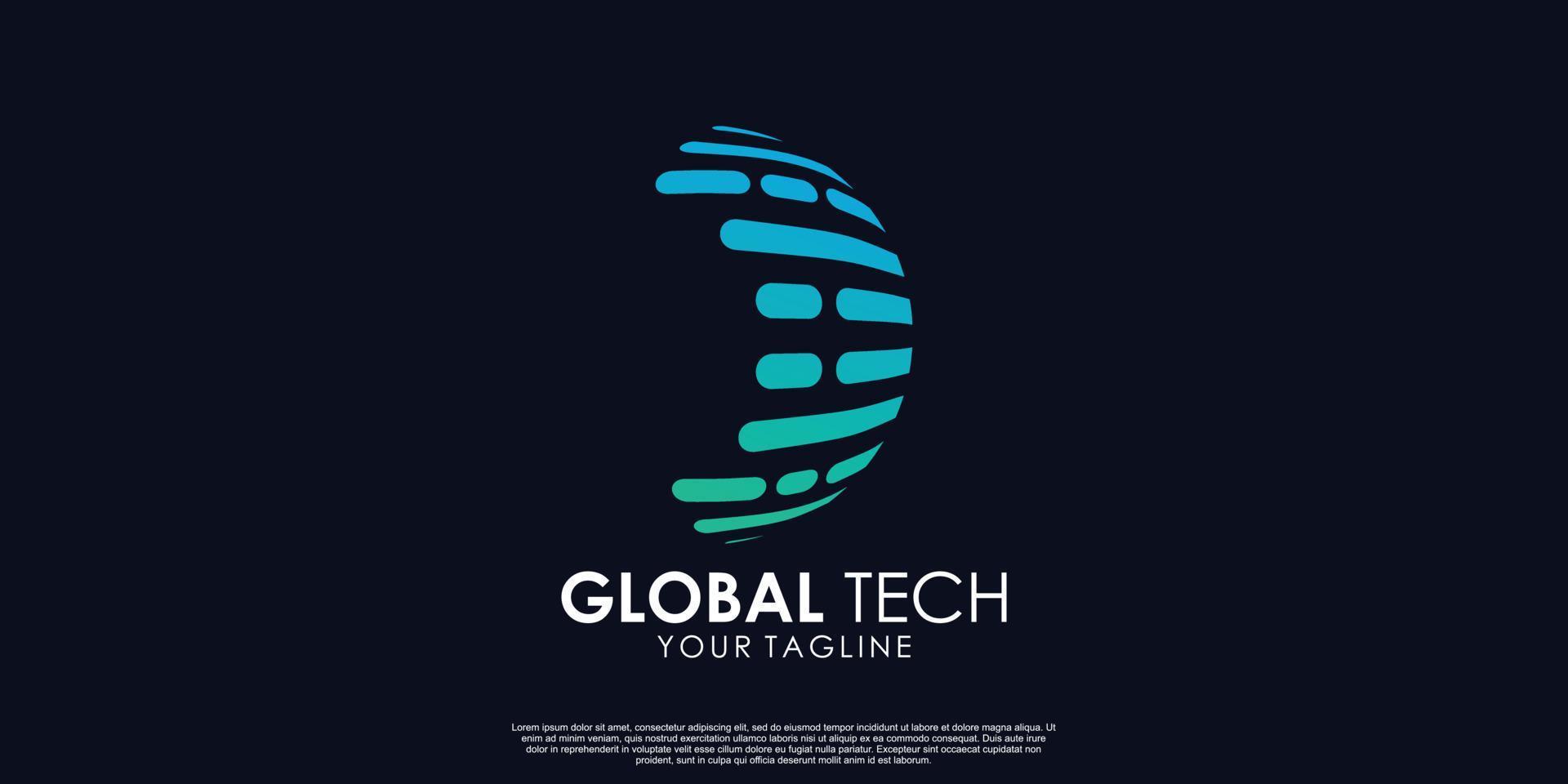 vetor premium de design de logotipo de tecnologia global