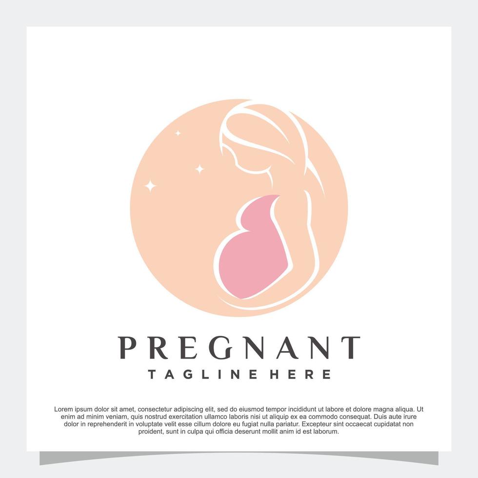 design de logotipo grávida com vetor premium de conceito de espaço negativo
