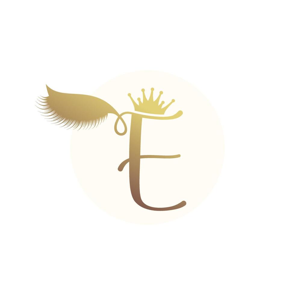 ícone do logotipo da letra e com conceito de cílios para vetor premium de beleza