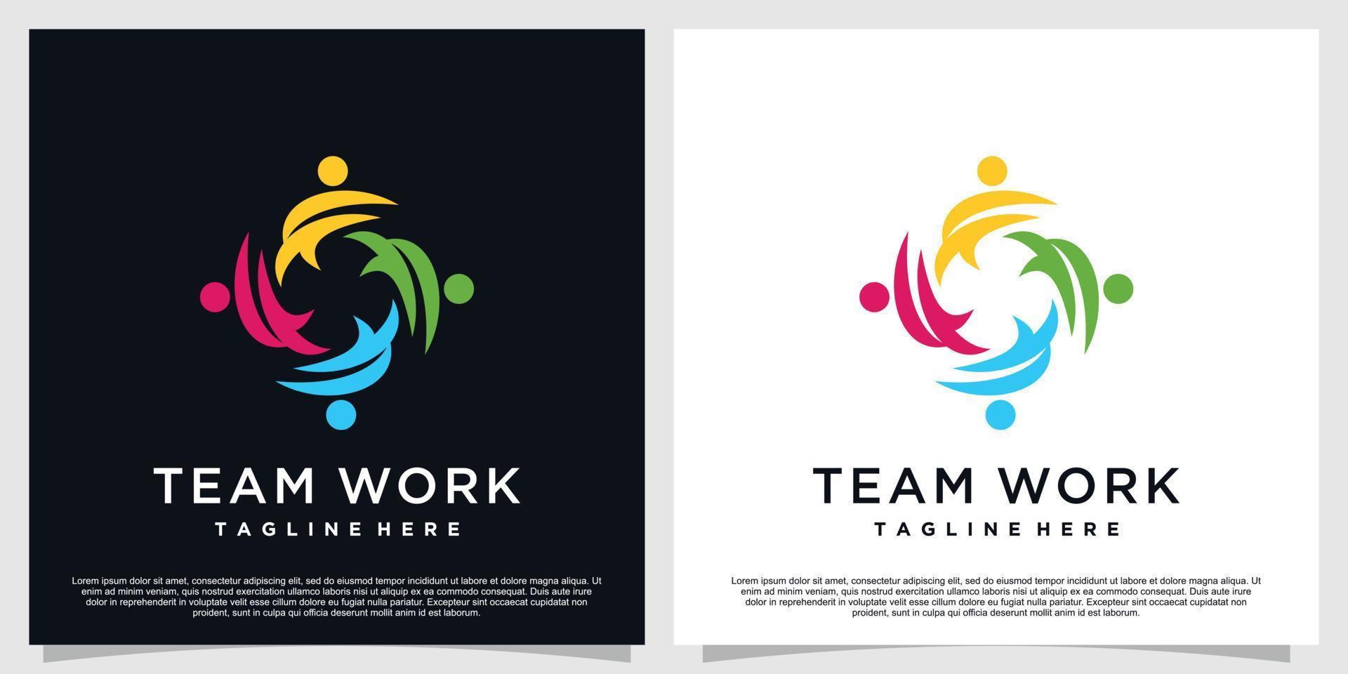 design de logotipo de trabalho em equipe com conceito criativo premium vector parte 2