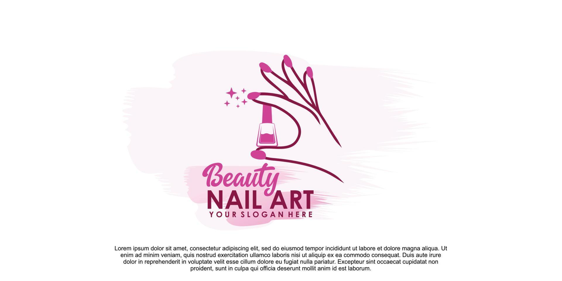 design de logotipo de arte de unhas de beleza para manicure e pedicure com conceito criativo premium vector parte 1