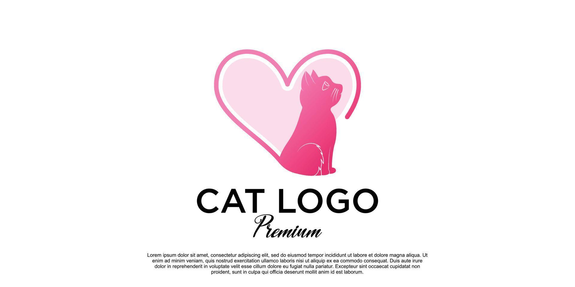 design de logotipo de gato com vetor premium de estilo único criativo