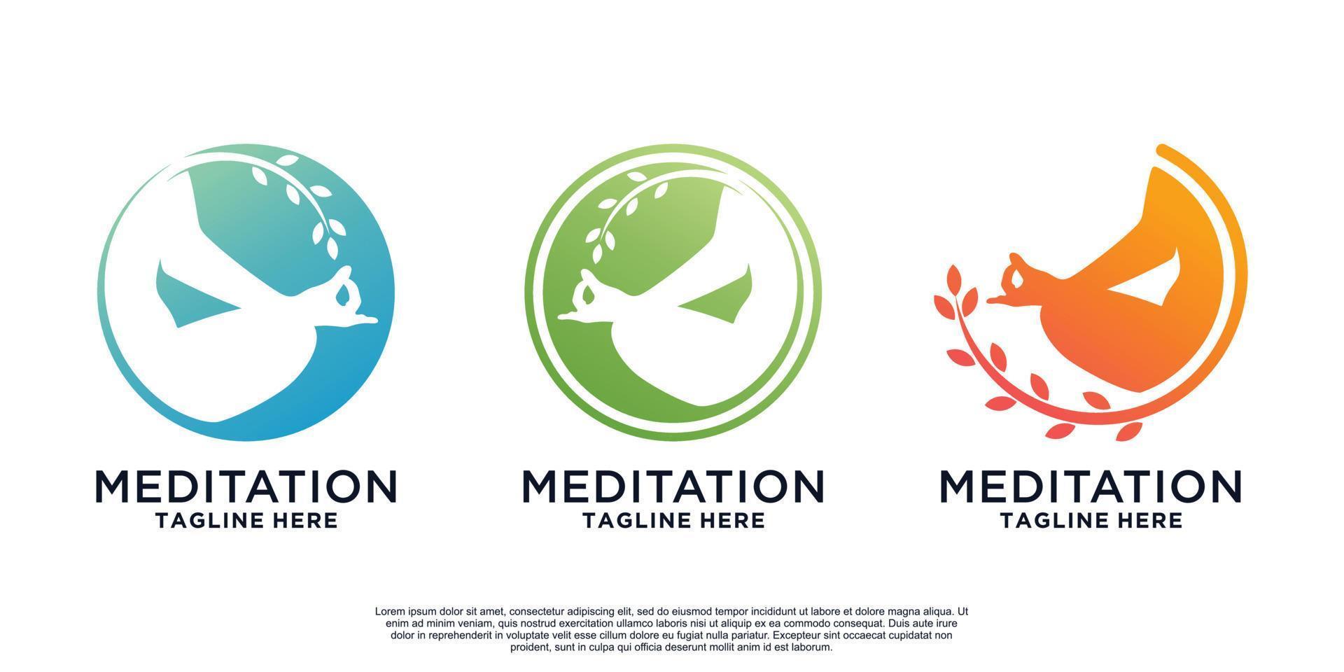 vetor premium de design de logotipo de vida de meditação