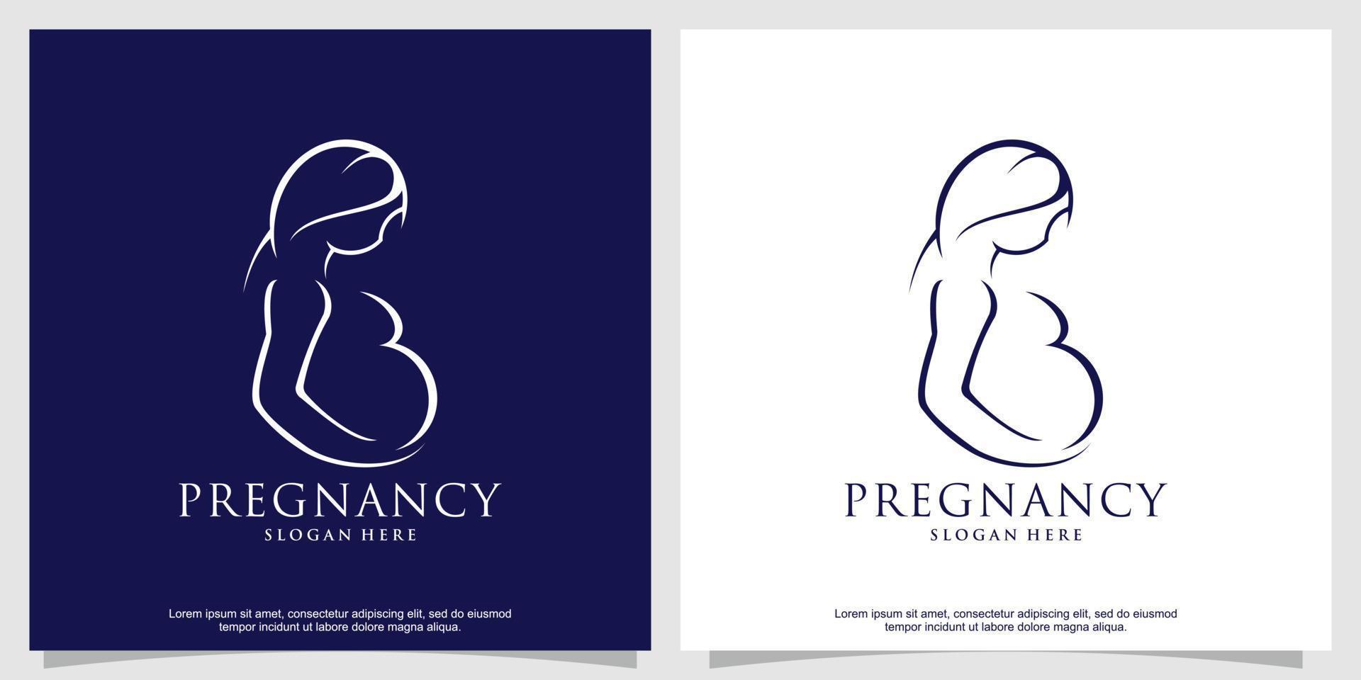 modelo de design de logotipo de gravidez com vetor premium de estilo de arte de linha
