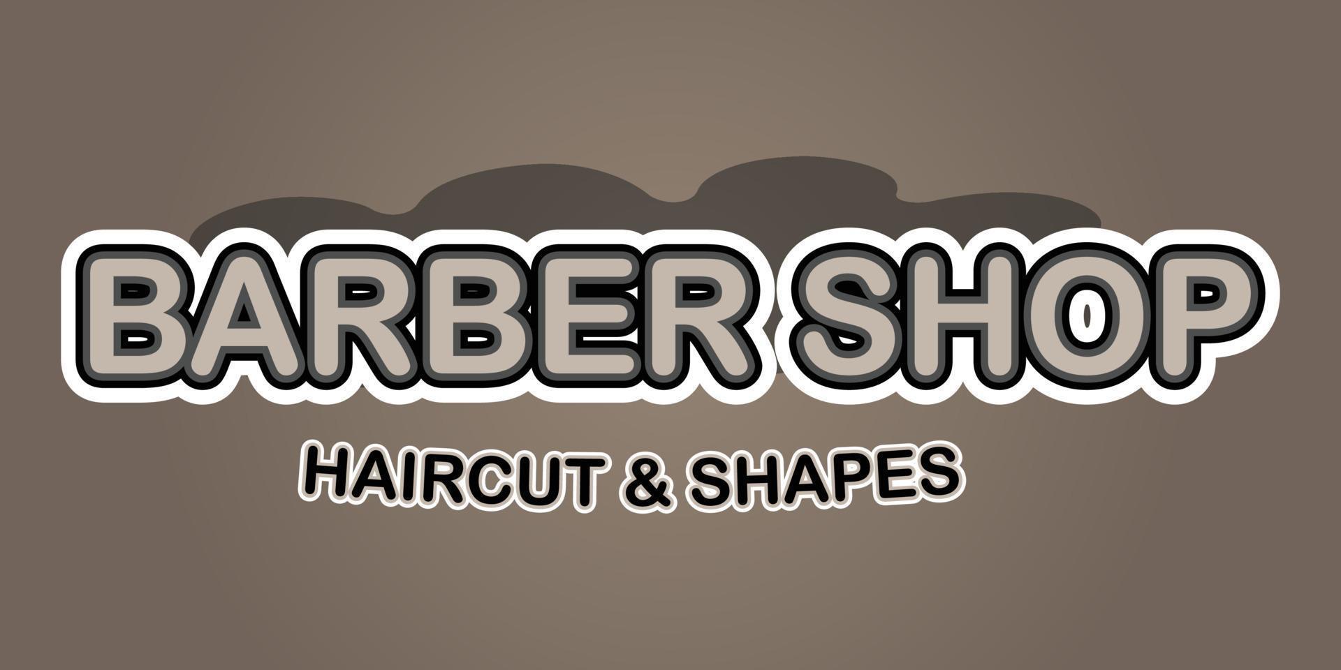 design de texto de tipo de logotipo de vetor de barbearia, uso adequado para símbolo, sinal ou design de elemento para descrever corte de cabelo e formas