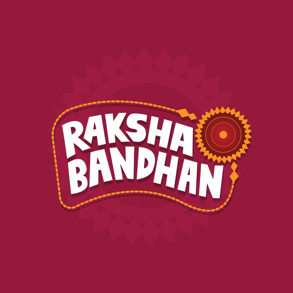festival indiano feliz raksha bandhan design de tipografia com elementos de rakhi e design de mandala em fundo de cor vermelha para cartão de felicitações. vetor