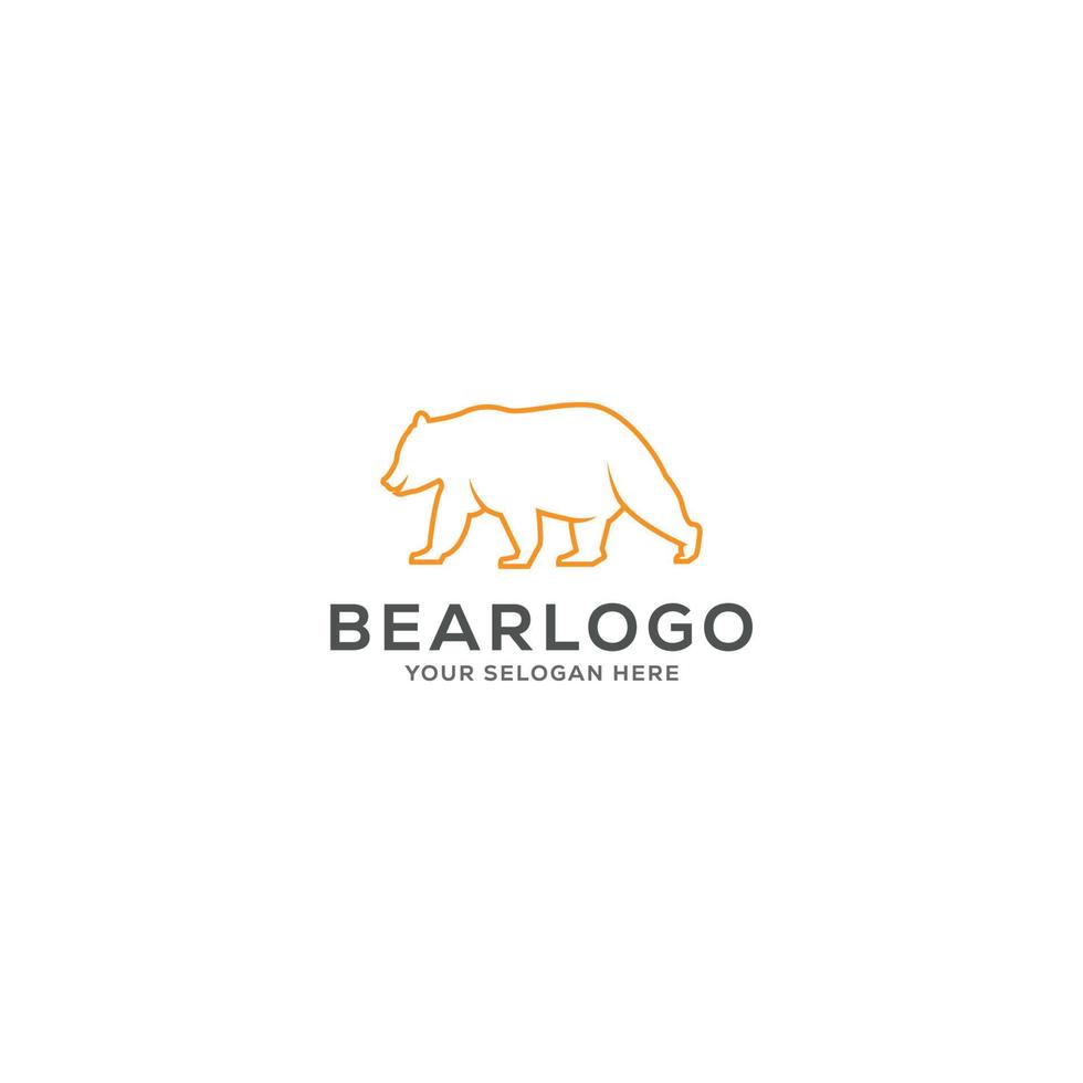 modelo de logotipo de urso, animal de arte de linha, ícone de urso vetor