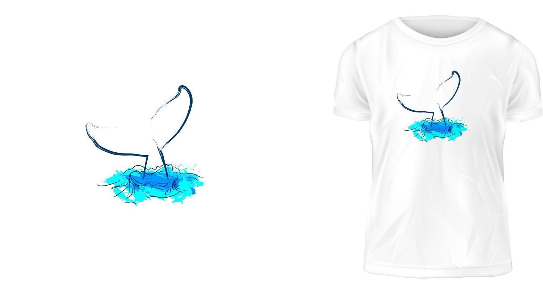 conceito de design de camiseta, baleia e água vetor