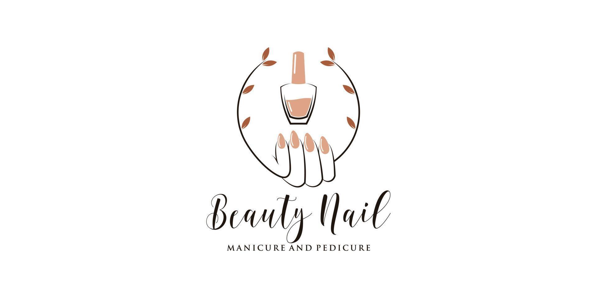 design de logotipo de unhas de beleza para manicure e pedicure com vetor premium de conceito criativo