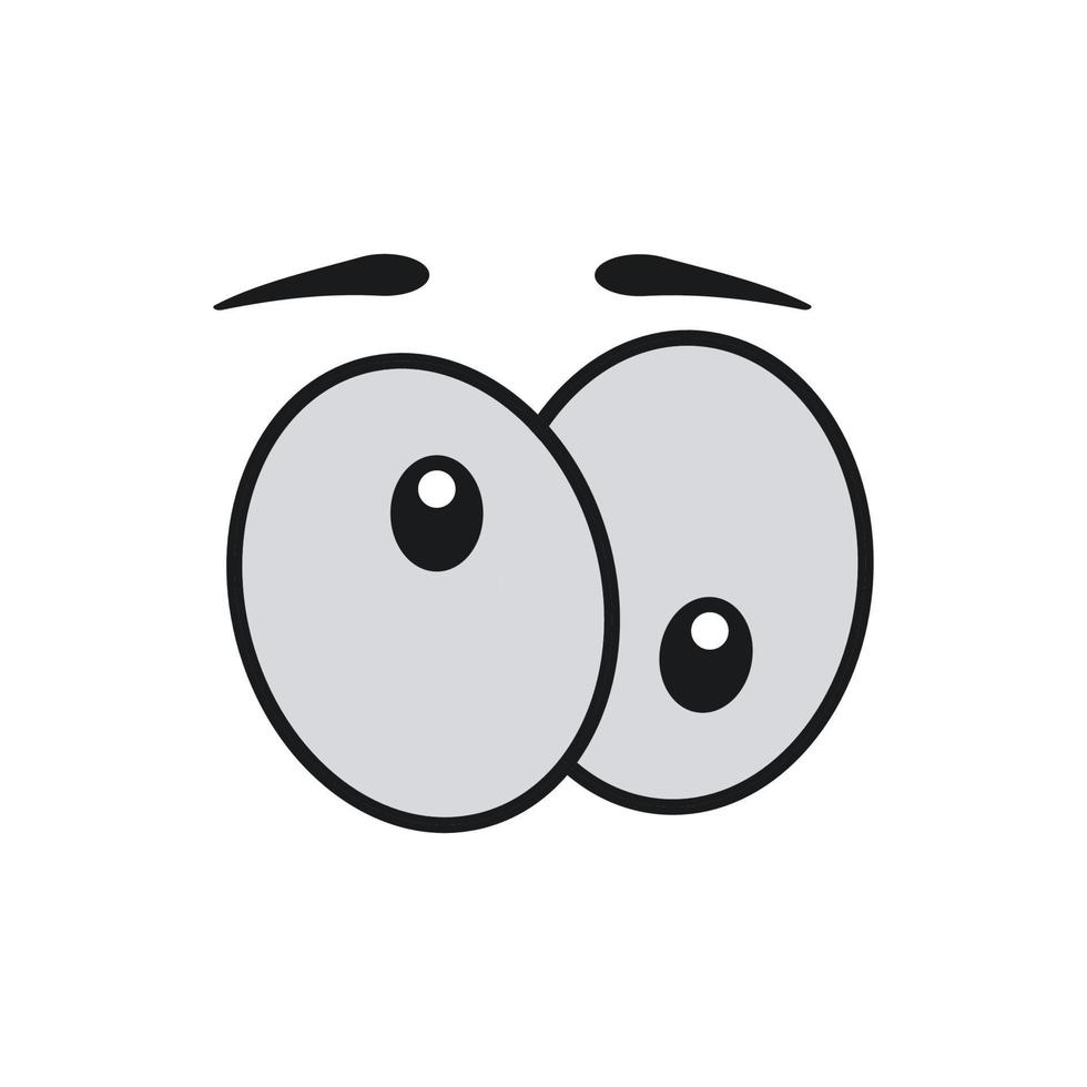 ícone de personagem de expressão de ilustração vetorial dos desenhos animados olho em quadrinhos. cara emoção elemento símbolo diversão. humor de sobrancelha bonito e feliz olha pessoa. emoticon do globo ocular olhando arte isolado sinal branco e humano vetor