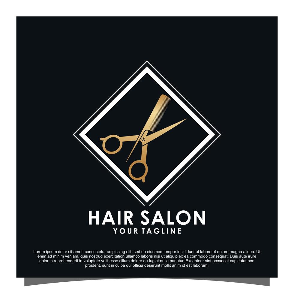 vetor premium de design de logotipo de salão de cabeleireiro de luxo