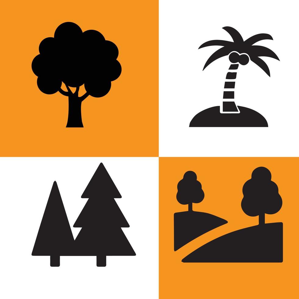 design de ícone de árvore variada, silhueta de árvore, ícone de árvore vetor