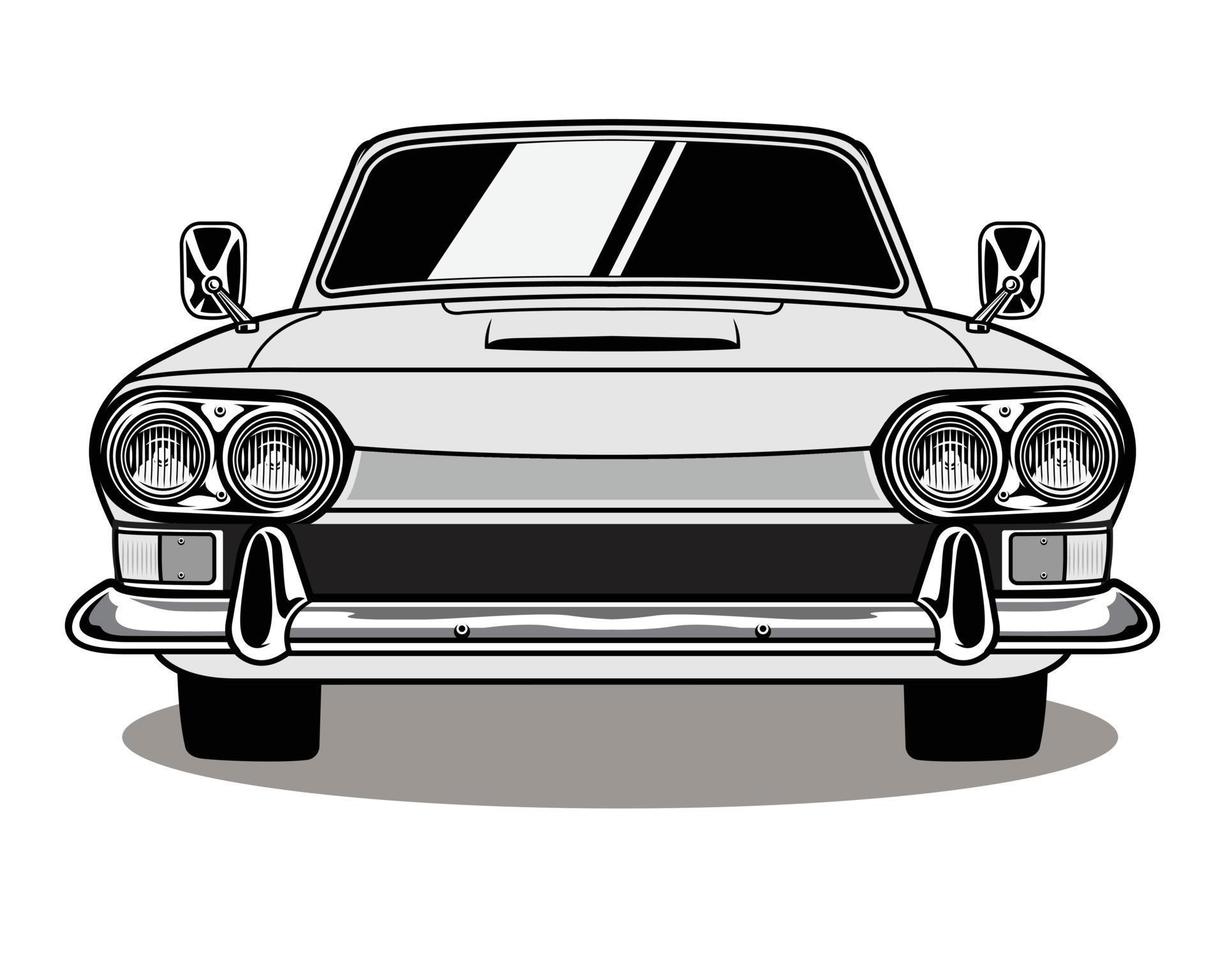 ilustração de veículo vintage clássico no contorno de estilo cartoon 4 vetor