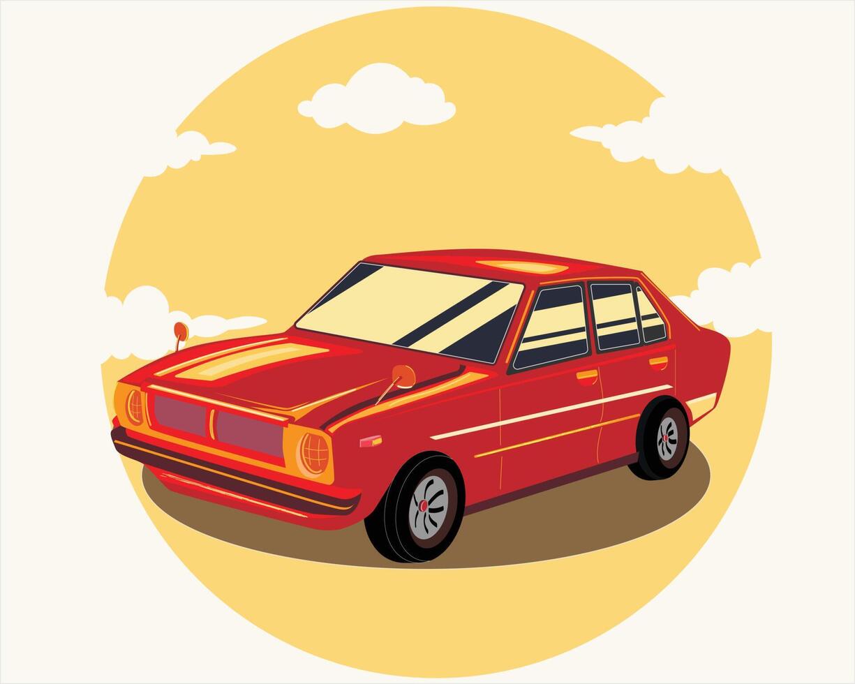 ilustração de veículo vintage clássico em estilo cartoon vetor