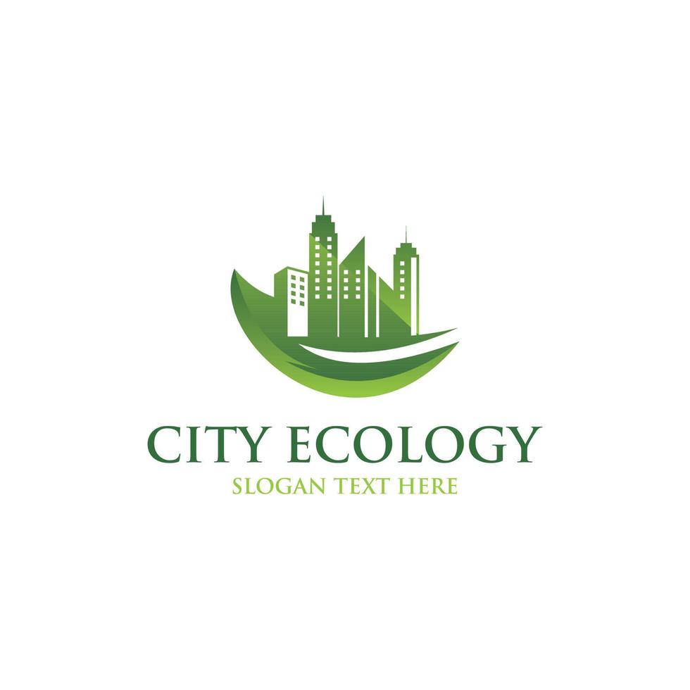 logotipo da ecologia da natureza da cidade da folha vetor