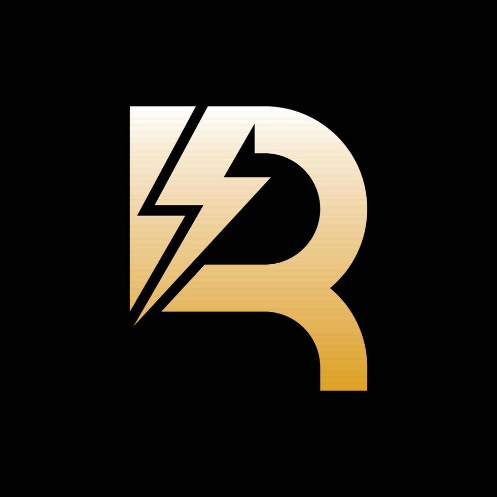 letra r poder do raio logotipo moderno vetor