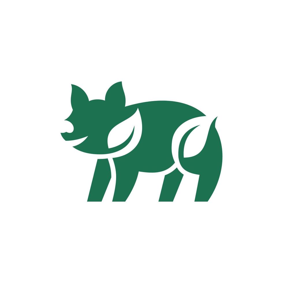 porco folha natureza animal logotipo criativo vetor