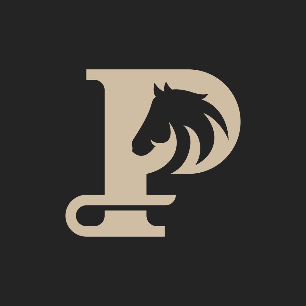 letra p cavalo animal monograma logotipo vetor