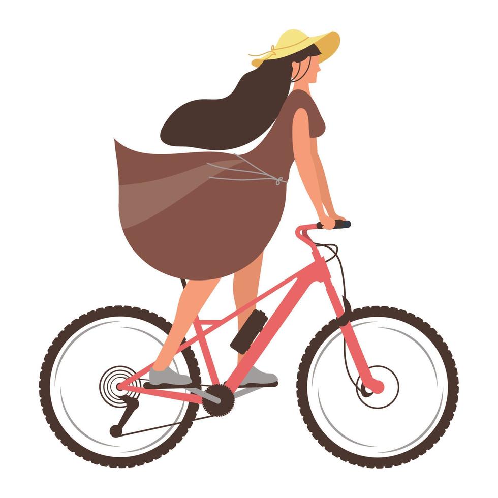 beleza mulher andando de bicicleta vetor