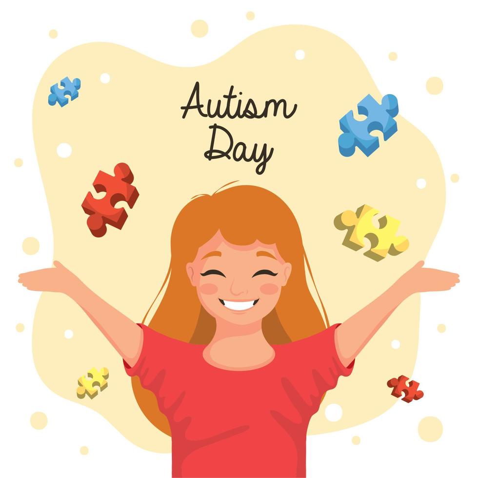 cartão postal do dia do autismo vetor