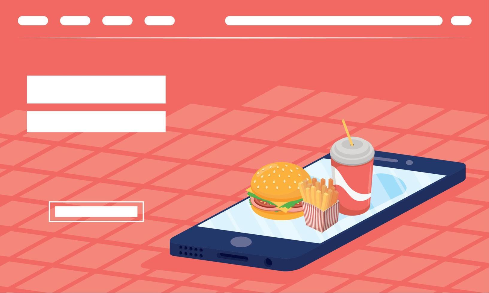 smartphone com fast-food vetor