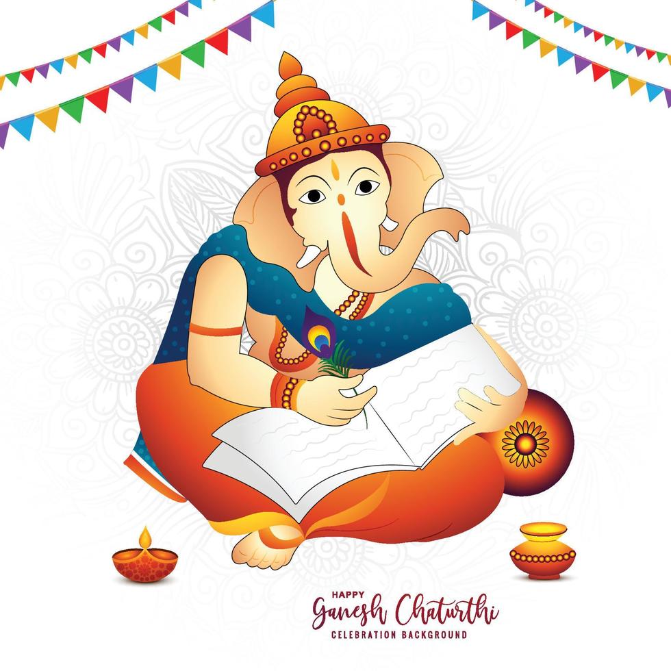 fundo de cartão de celebração do festival indiano ganesh chaturthi feliz vetor