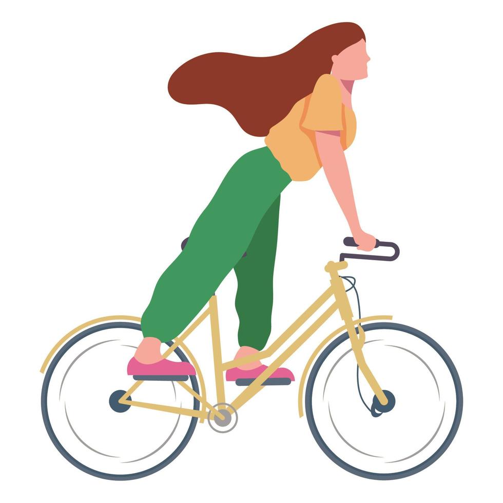 mulher andando de bicicleta vetor