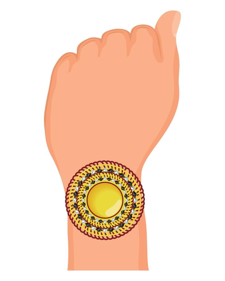 mão com pulseira raksha bandhan vetor