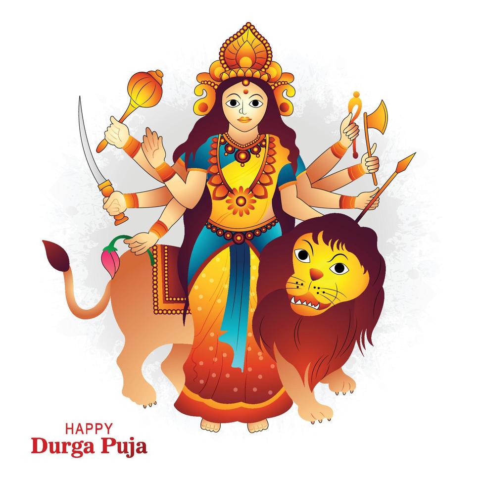 bela ilustração fundo de cartão festival durga puja vetor