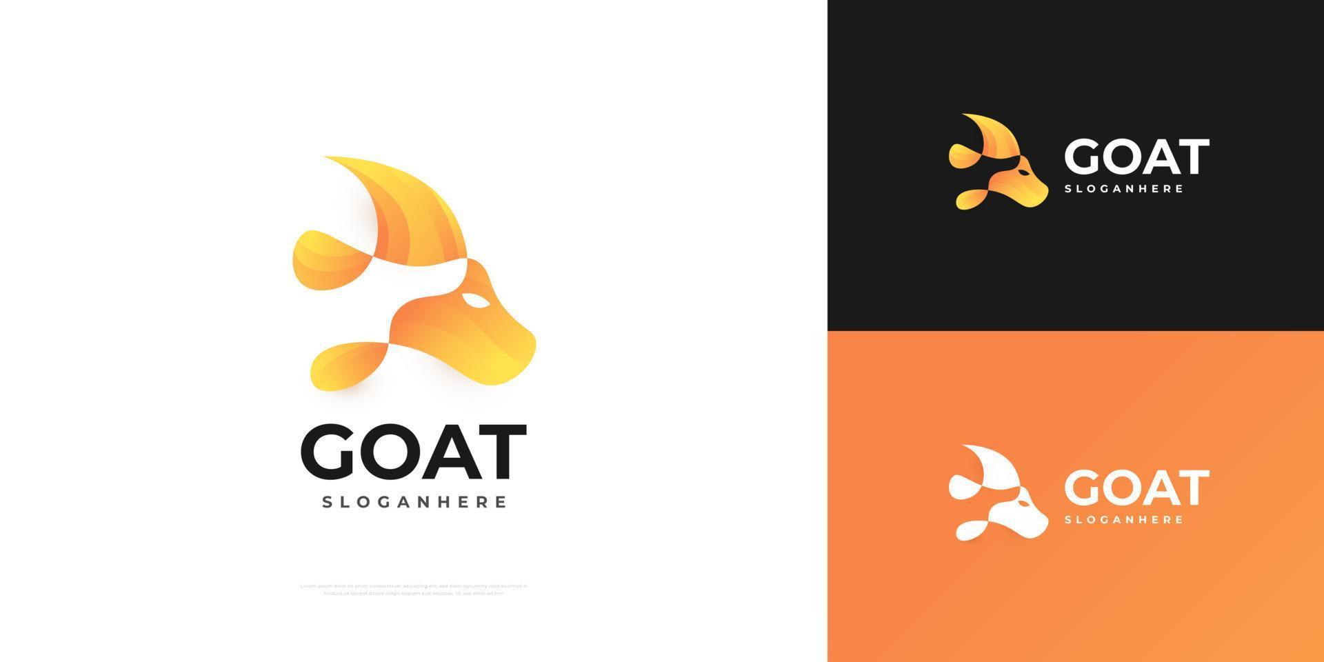 logotipo de cabra moderno ou design de ícone. ilustração vetorial de logotipo de cordeiro em estilo gradiente laranja vetor