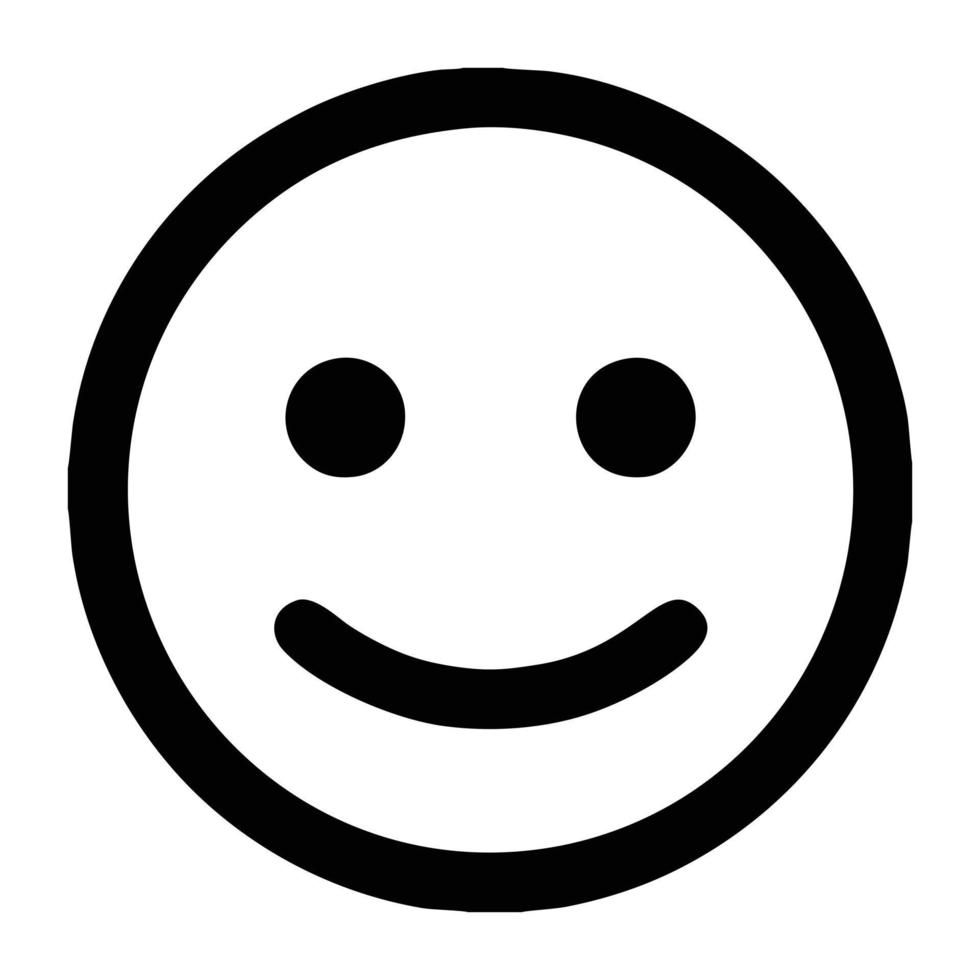 o ícone do sorriso de uma pessoa. um sorriso, uma risada humana. ilustração plana linear simples em um fundo branco. adesivos de mensagem curta, emoji, emoticons, fofo, preto e branco vetor