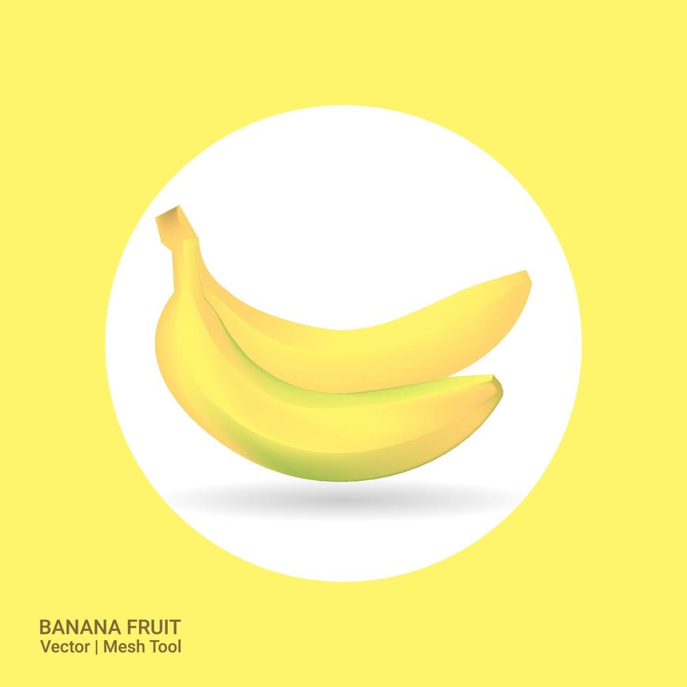 fruta de banana, arquivo vetorial. colorir com a ferramenta de malha. pode ser usado como um elemento de design 3d ou design de pôster de frutas vetor