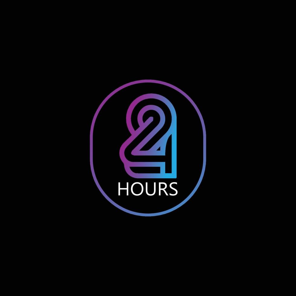 ícone de 24 horas. ícone de trabalho 24 horas. 24 horas 7 day.full tempo vector design.