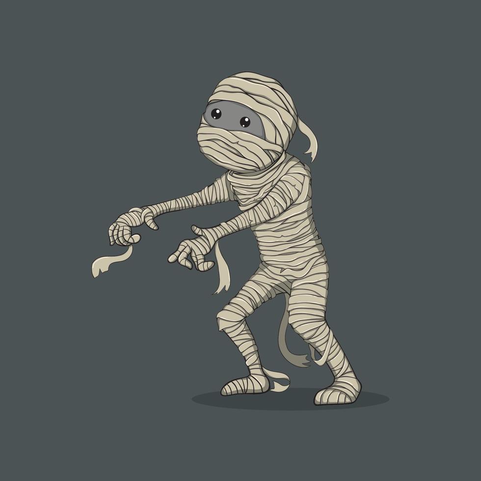 personagem de halloween de múmia de ilustração, design vetorial, design de desenho animado vetor