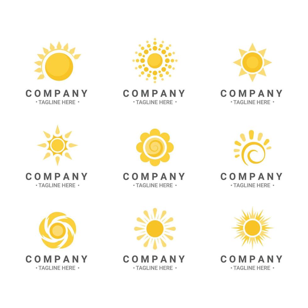 conjunto de logotipos de elementos do sol vetor