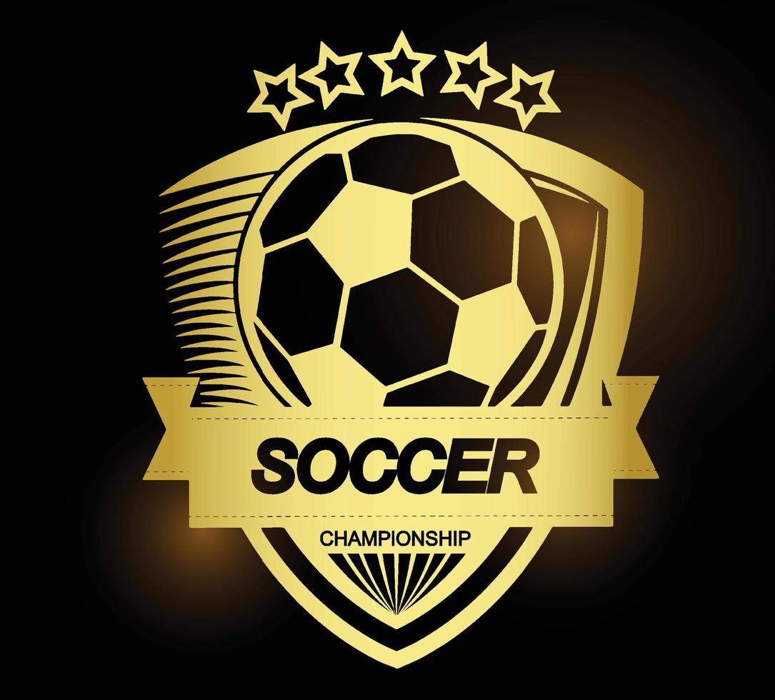 ilustração do símbolo de futebol dourado ou rótulo e logotipo vetor