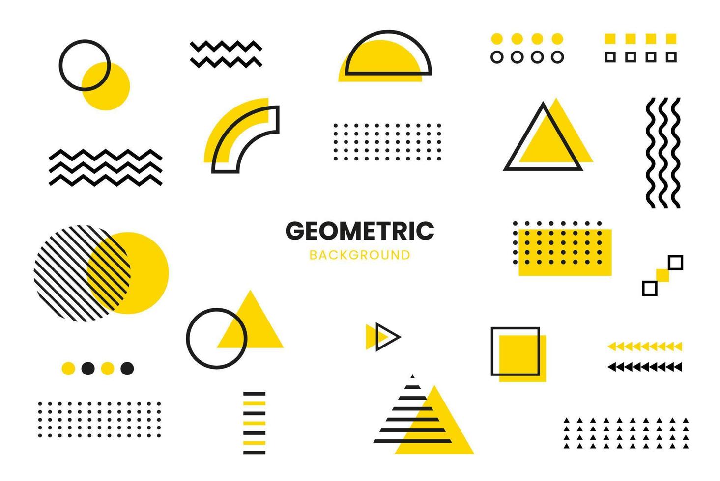 fundo geométrico preto e amarelo. design de modelo de capa mínima para web. abstrato moderno com formas geométricas e linhas. vetor