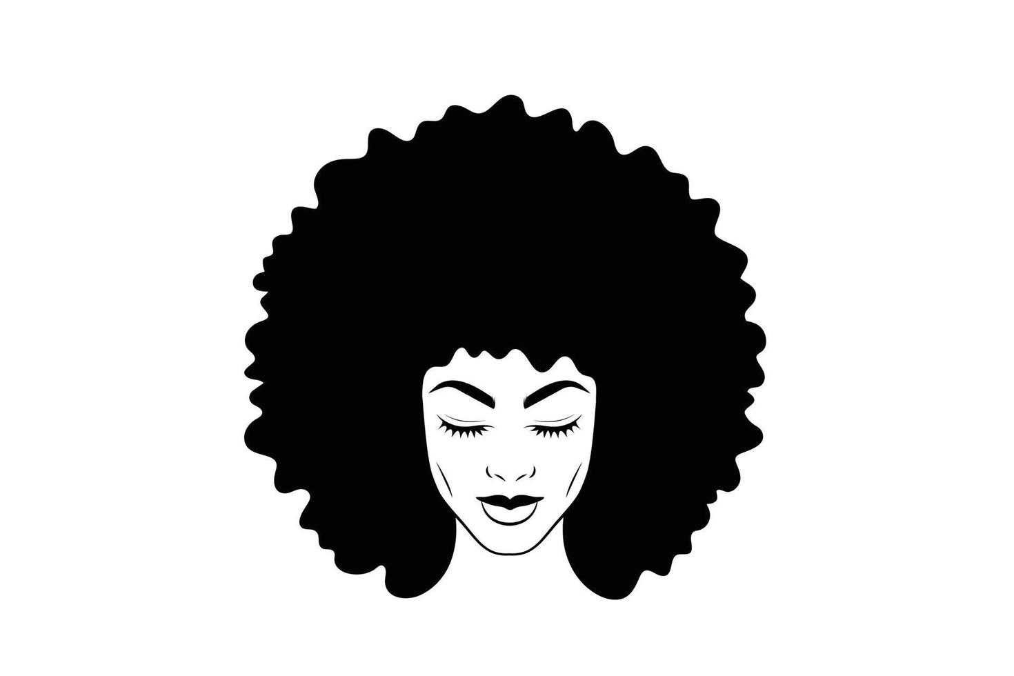 menina afro-americana negra mulher linda senhora cabeça rosto vetor silhueta desenho ilustração isolada no fundo branco