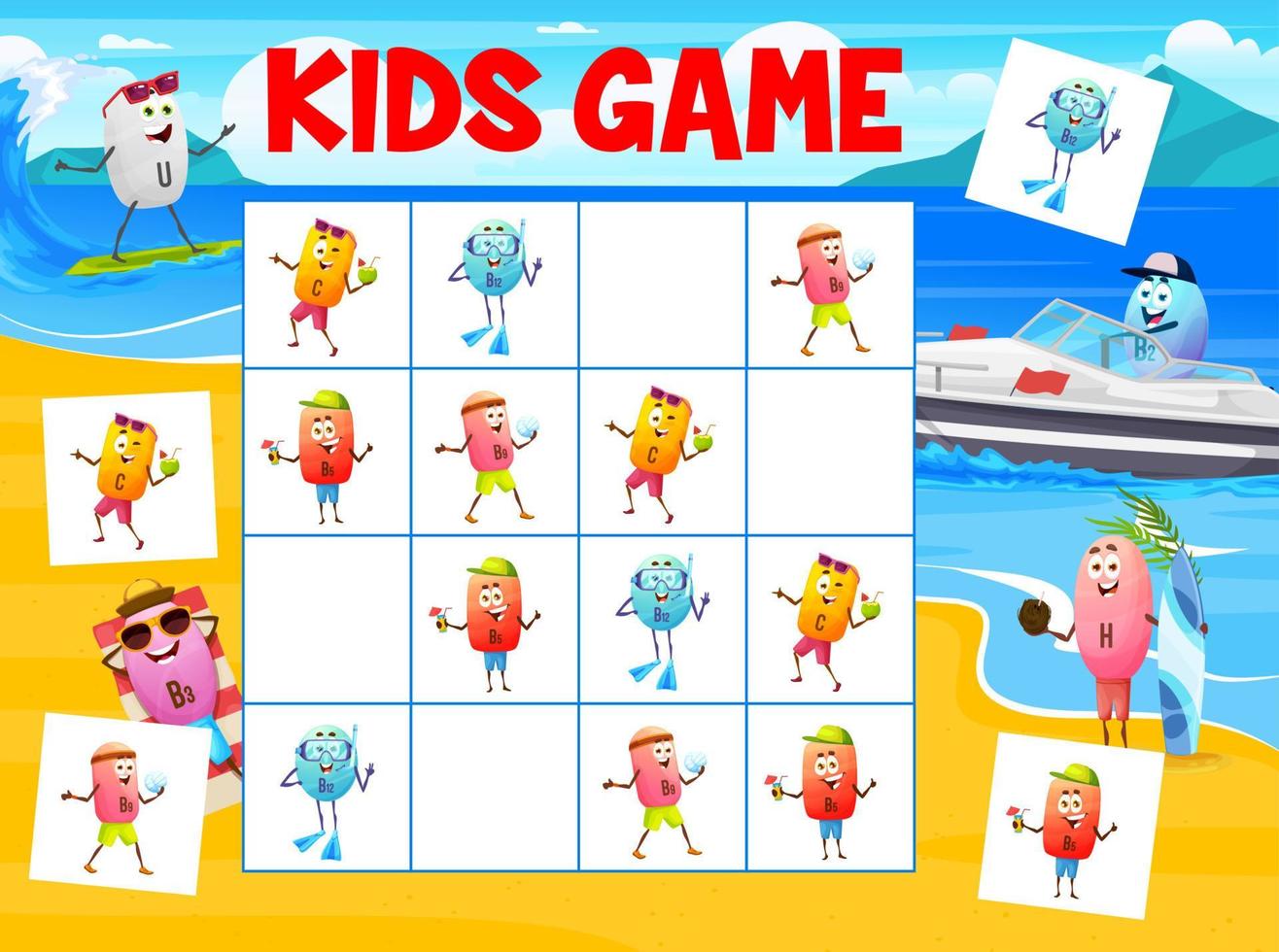 Sudoku jogo infantil comida rápida para viagem