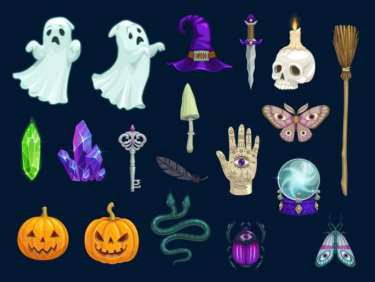 objetos vetoriais de halloween, mágicos e ocultos vetor