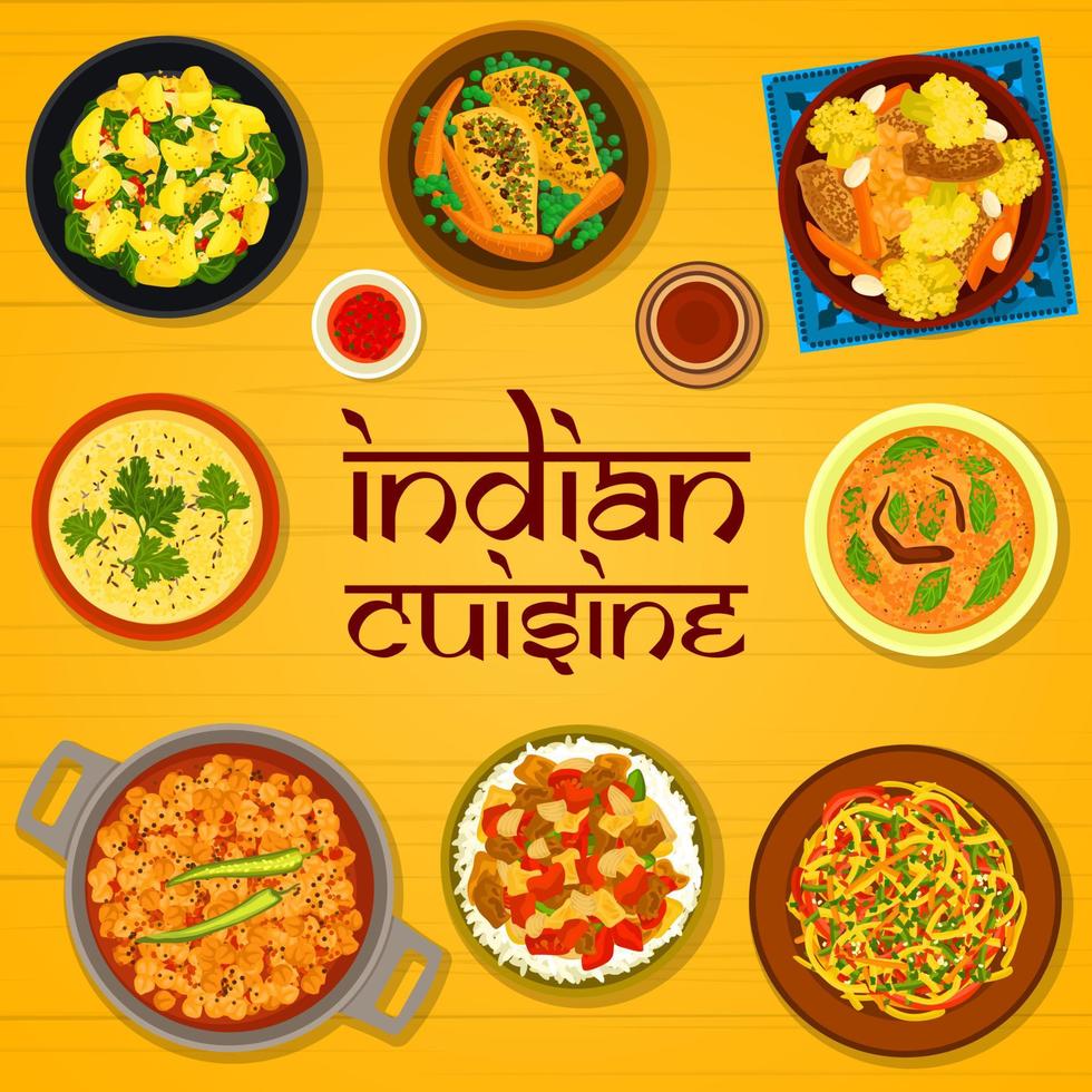 modelo de capa de menu de restaurante de cozinha indiana vetor